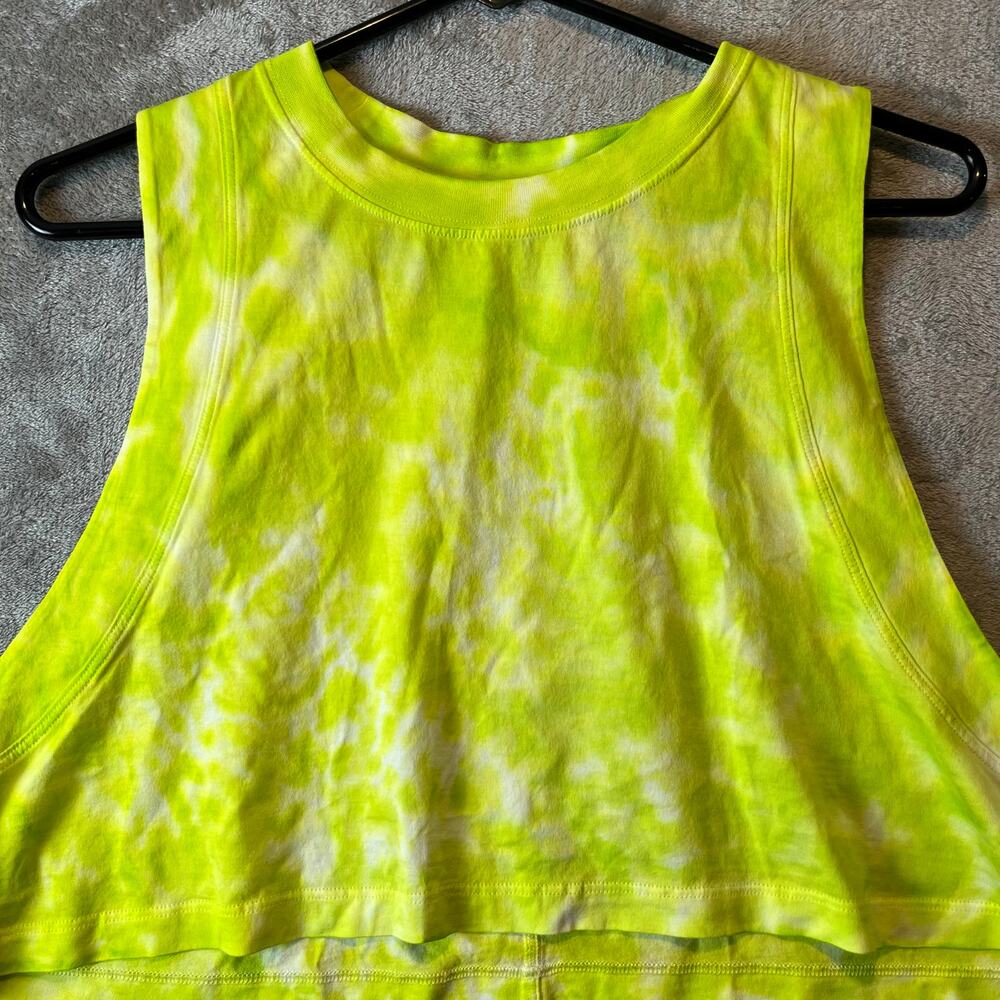 Lululemon All Yours Cropped Cotton Tank‎ Top *Tie Dye Tie Dye Eccentric Lime 10 - Picture 2 of 4